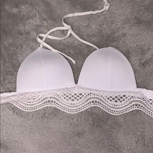 Push up white lace bathing suit top